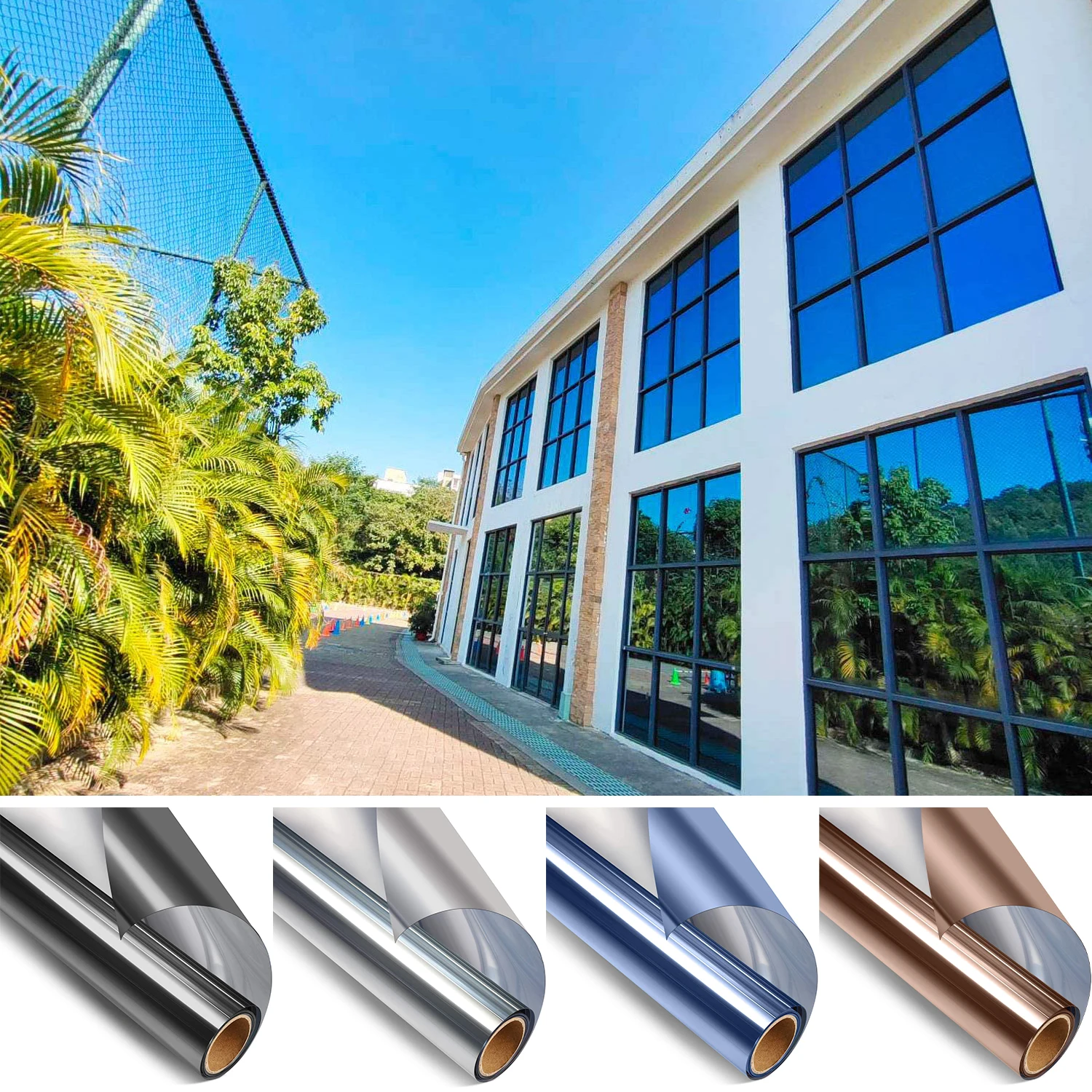

Privacy Window Film Sun Blocking Mirror Reflective Window Tint One Way Heat Control Vinyl Anti UV Glass Stickers for Home Office
