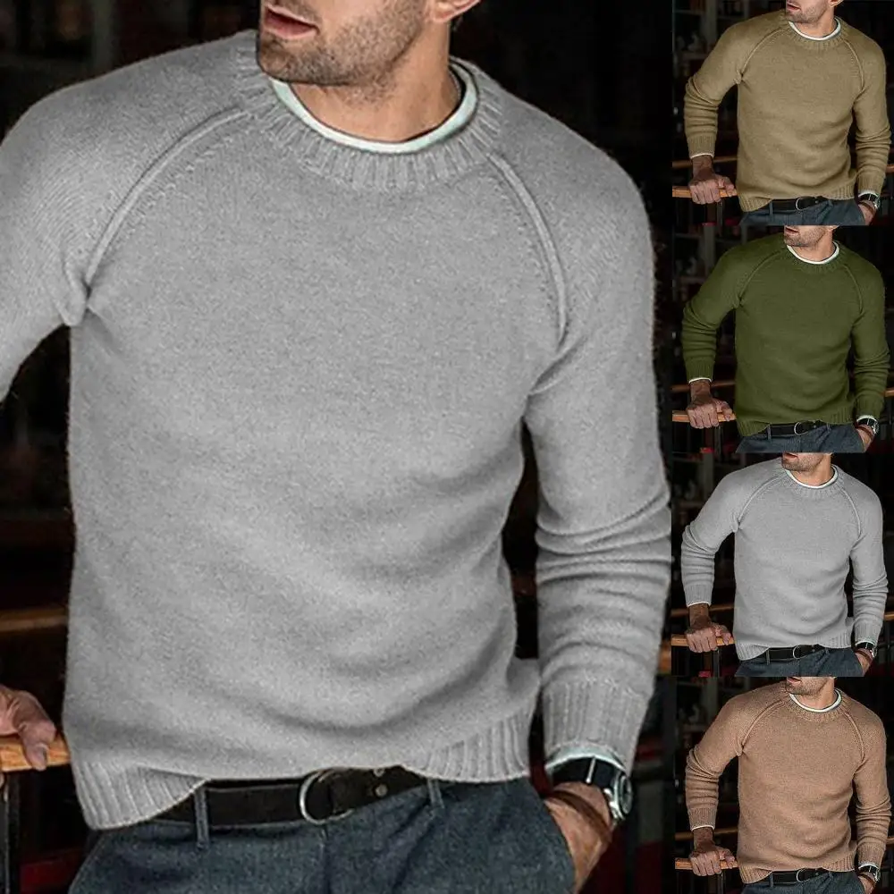 

Autumn Winter Men's Sweater Long Sleeve O Neck Solid Color Jumper Knitted Warm Sweater Pullover Men's Clothing Slim Fit Knitwear