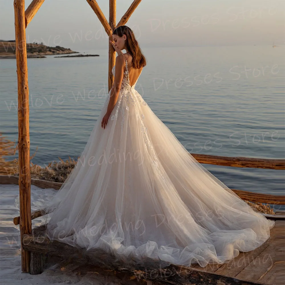 Изысканные трапециевидные женские свадебные платья современные кружевные