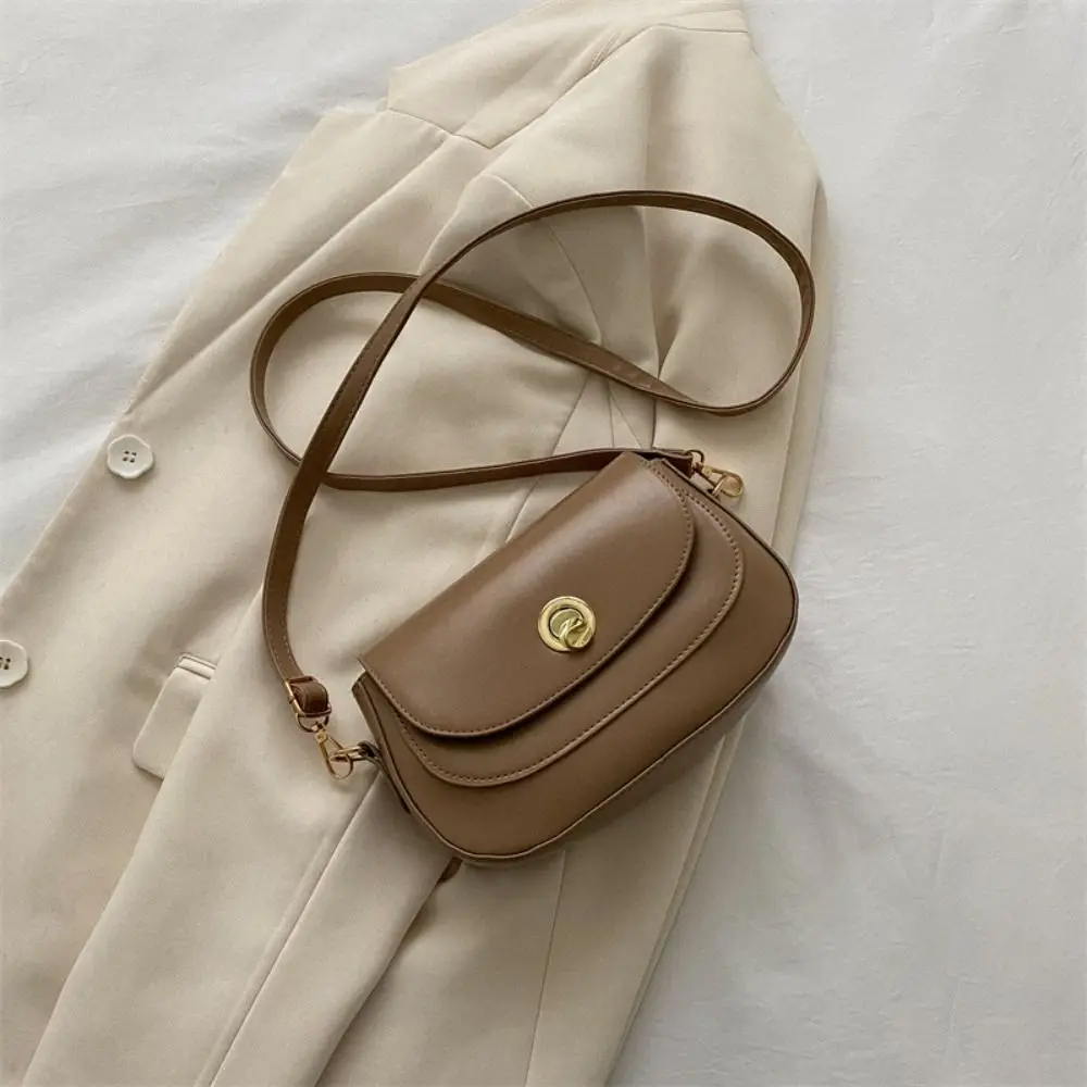 Fashion Design Saddle Bag Elegant Korean Style PU Leather Shoulder Bag Women Handbag Outdoor