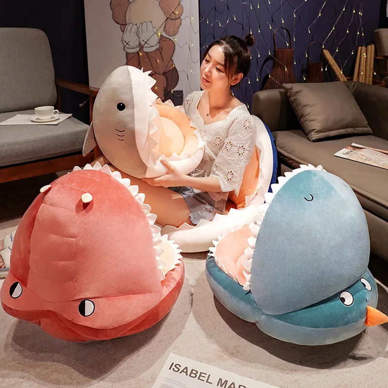 

40/50CM Funny Plush Cushion Soft Stuffed Cartoon Dinosaur&Crocodile&Shark Opening Mouth Dolls Kids Kawaii Sofa Floor Mat