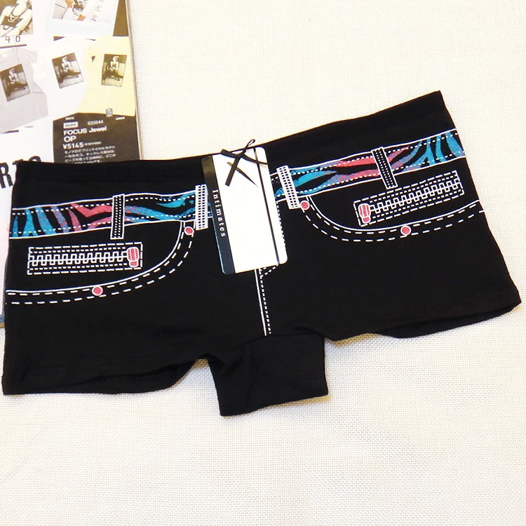 Хлопковые женские шорты-боксеры джинсовые шорты с принтом Трусы-шорты для