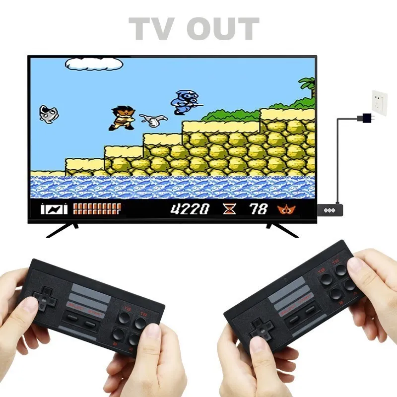 USB Беспроводная портативная ТВ Видео игровая консоль Встроенная 1800 Классическая
