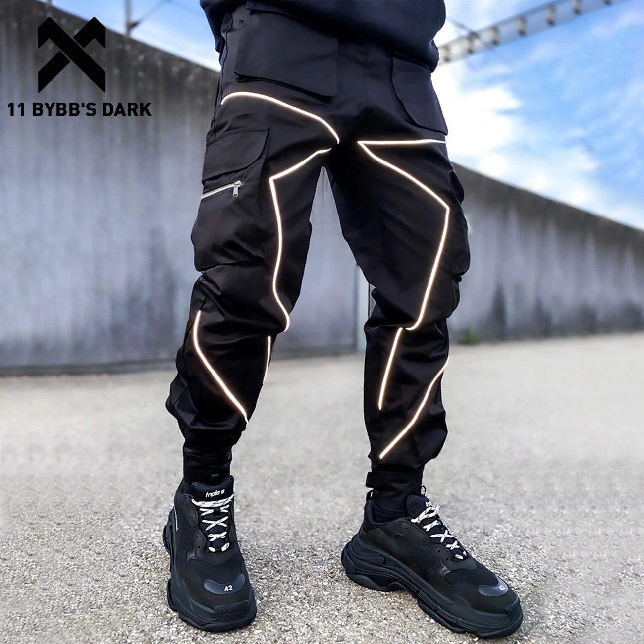 

11 BYBB'S DARK Patchwork Pockets Cargo Pants Men Harajuku Hip Hop Sweatpant Male Joggers Track Trousers Streetwear Techwear