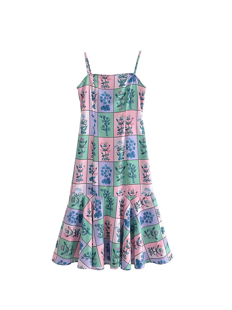

Summer Bohemian Floral Print Midi Dresses Womens Spaghetti Strap Sleeveless Dresses 2022 robe femme