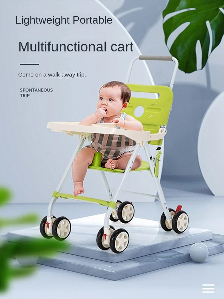 2-in-1 Baby Dining Chair Tables Multi-function Portable Dining Chair Removable Dining Children's Outdoor Trolley Light Folding