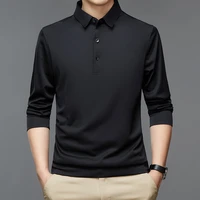 fashion long sleeve polo mens korean fit slim lapel t shirt polo shirt casual business top solid color polo shirt mens fashion