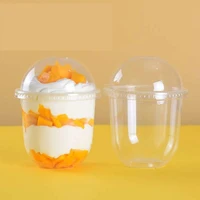50pcs 360ml disposable mousse cake cup with lid transparent plastic pudding jelly dessert yogurt cups party favors packaging