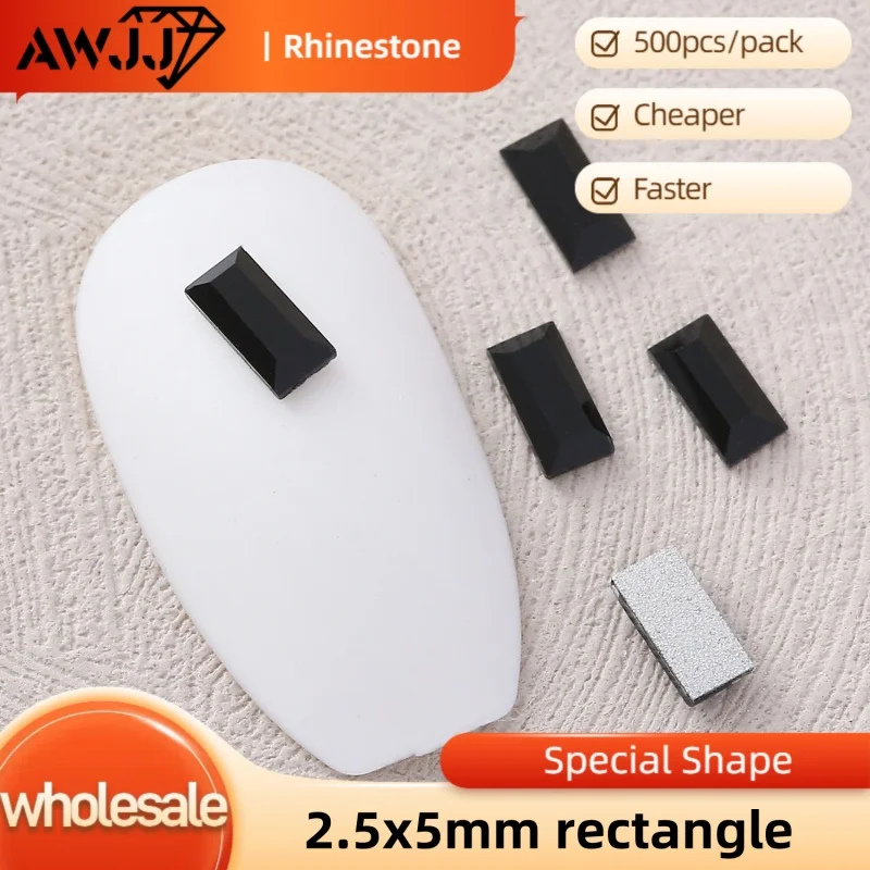 Фото Оптовая продажа AWJJ 500 шт. 2,5x5 мм прямоугольный маджонг Фэнтези самоклеящиеся стразы для дизайна ногтей: поиск роскоши и долговечности №4