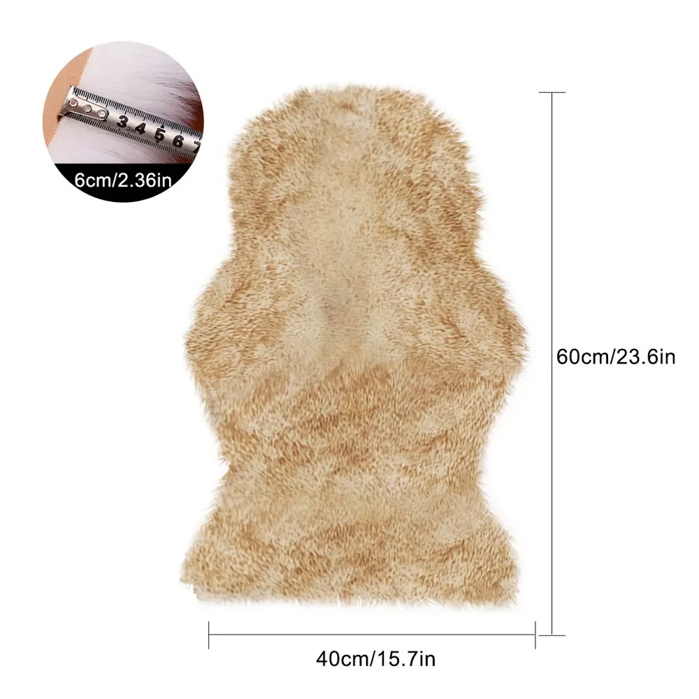 

2022Long Hair Solid Mat Seat Pad Home Decor Luxury Rectangle Soft Sheepskin Fluffy Area Rug Faux White Fur Carpet Shaggy Living