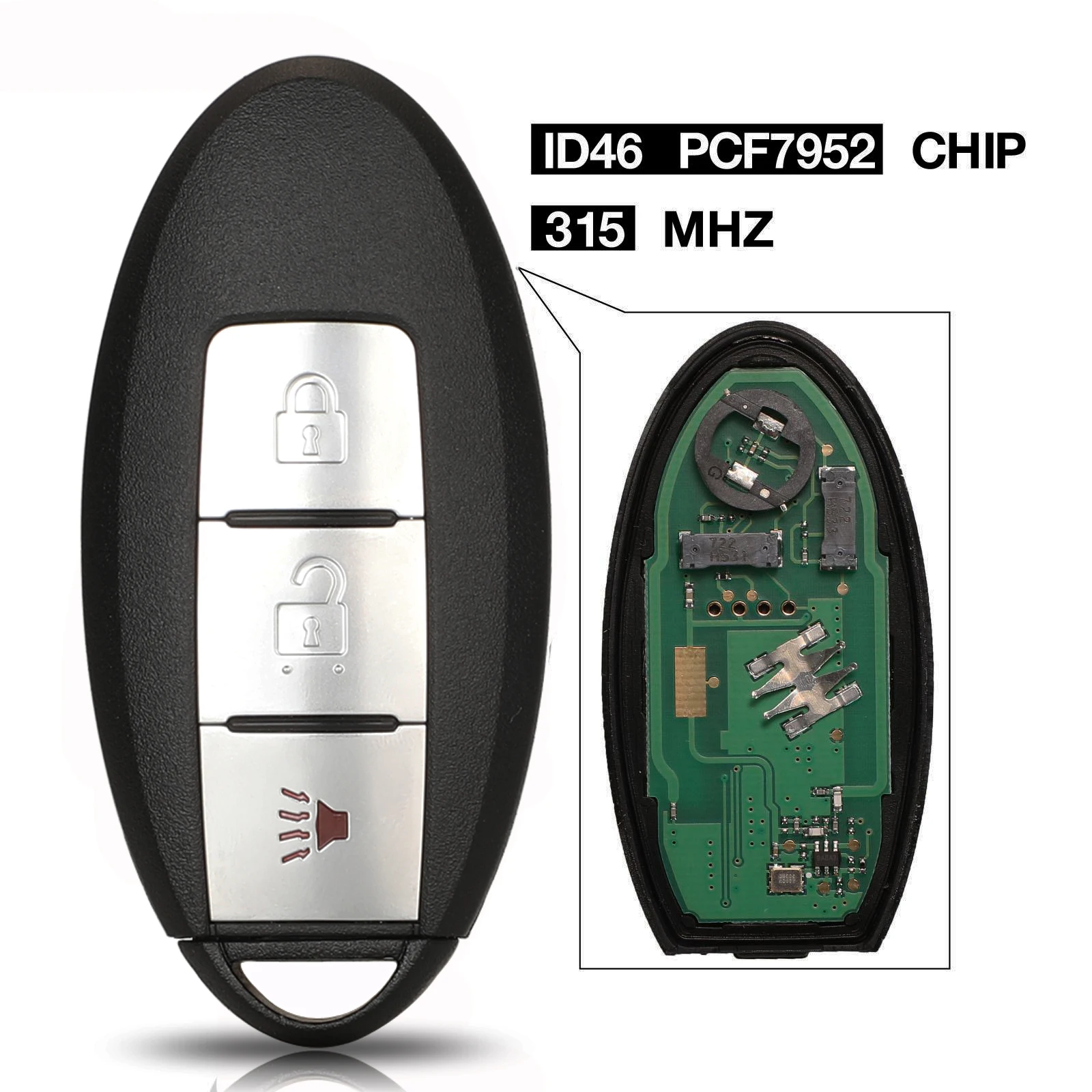 

jingyuqin 3 Buttons 315MHz ID46 Chip Smart Remote Car Key Fob For NISSAN March Sunny Tiida Livina Sylphy Altima Maxima