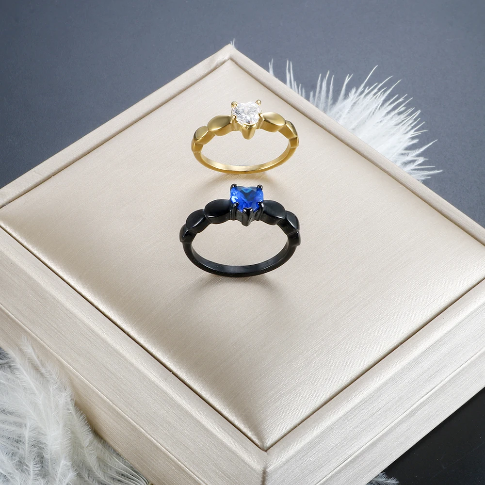 

Love Heart Zircon Wedding Ring for Women Men Couple Stainless Steel Waterproof Engagement Jewelry His Her Gift Wholesale