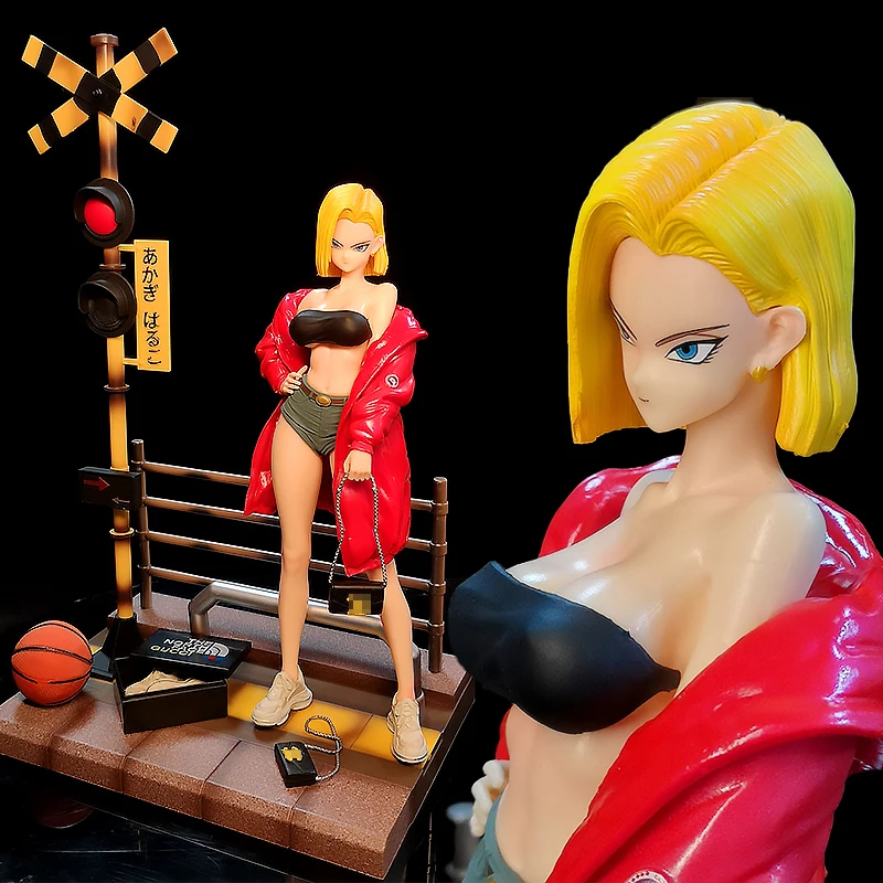 

Street Android 18 Dragon Ball Anime Figure Fashion Android 18 Action Figures Standing Posture Statue Sexy Lady GK Model