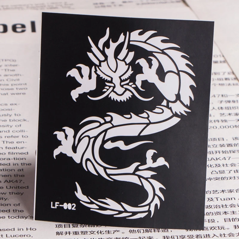 

Body Art Painted Sticker Template Creative Hollow Dragon Fish Floral Pattern Reusable Waterproof Sweatproof Tattoo Template