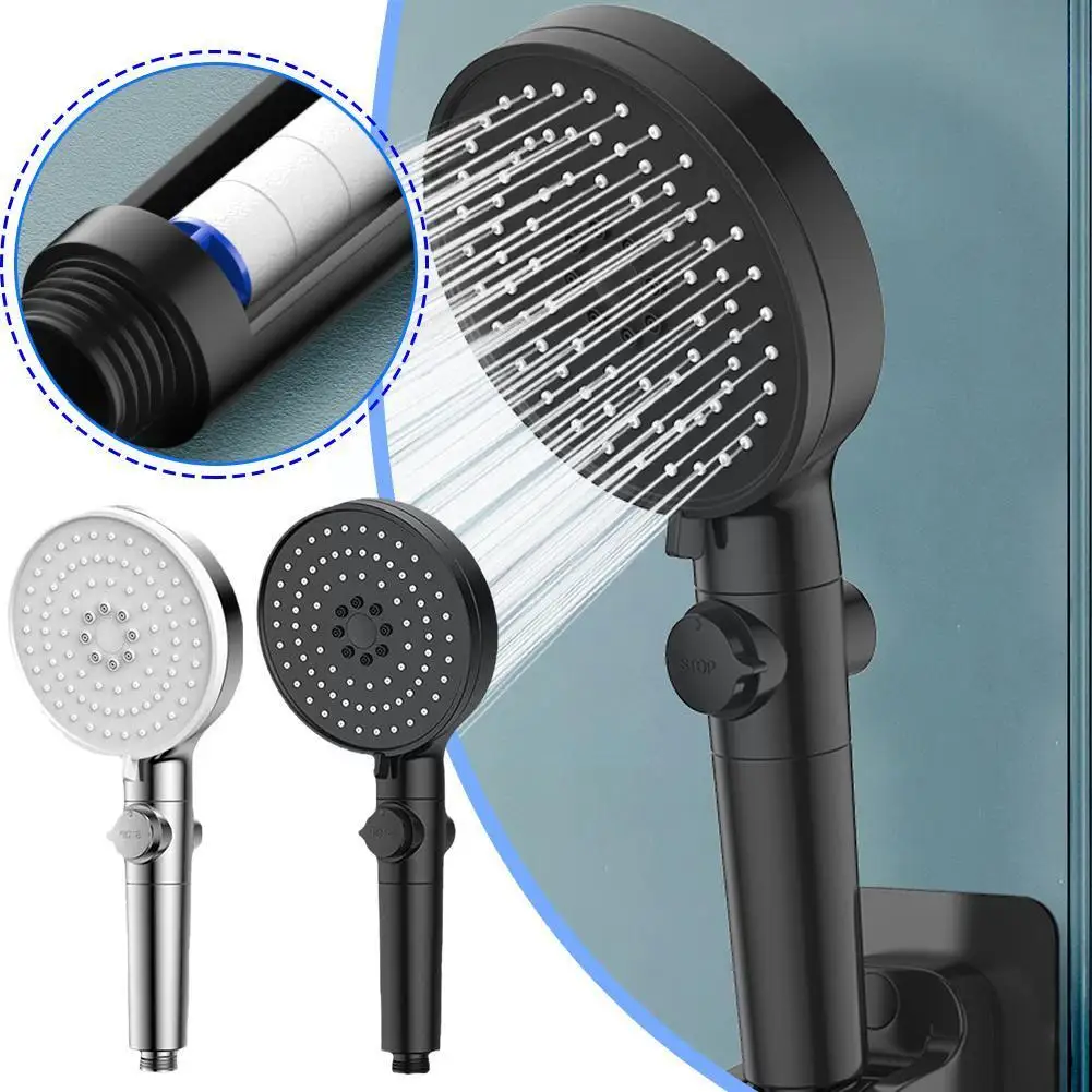 

Насадка для душа, экономия воды, 5 режимов, регулировка высоты, одна клавиша, экологически чистые аксессуары для ванной комнаты, насадка для ...