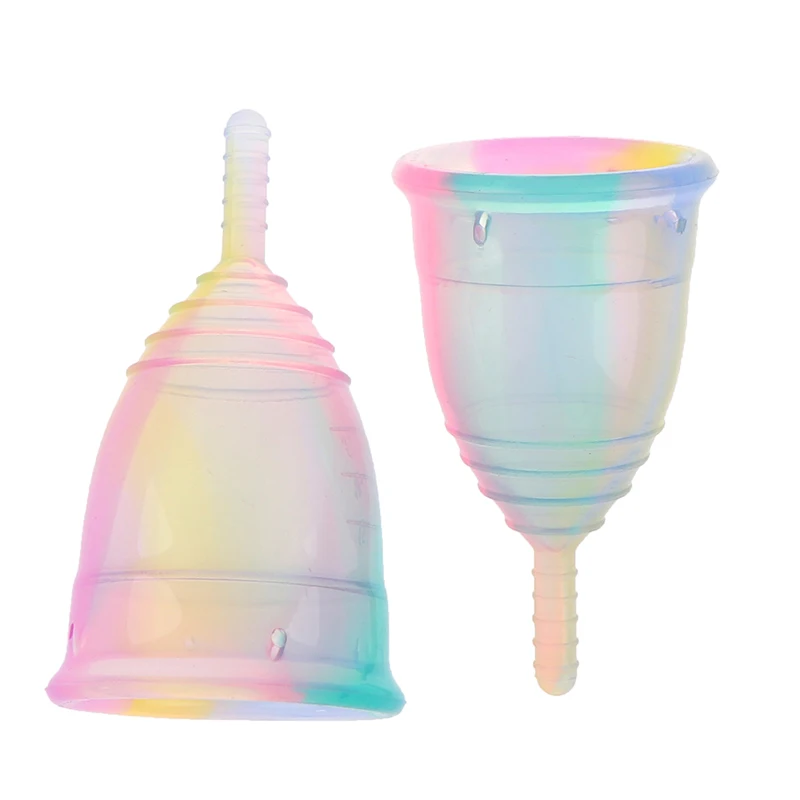 

1PCS Colorful Menstrual Cup Medical Grade Silicone Sterilizing Cup Women Lady Menstrual Period Cup Feminine Hygiene Products