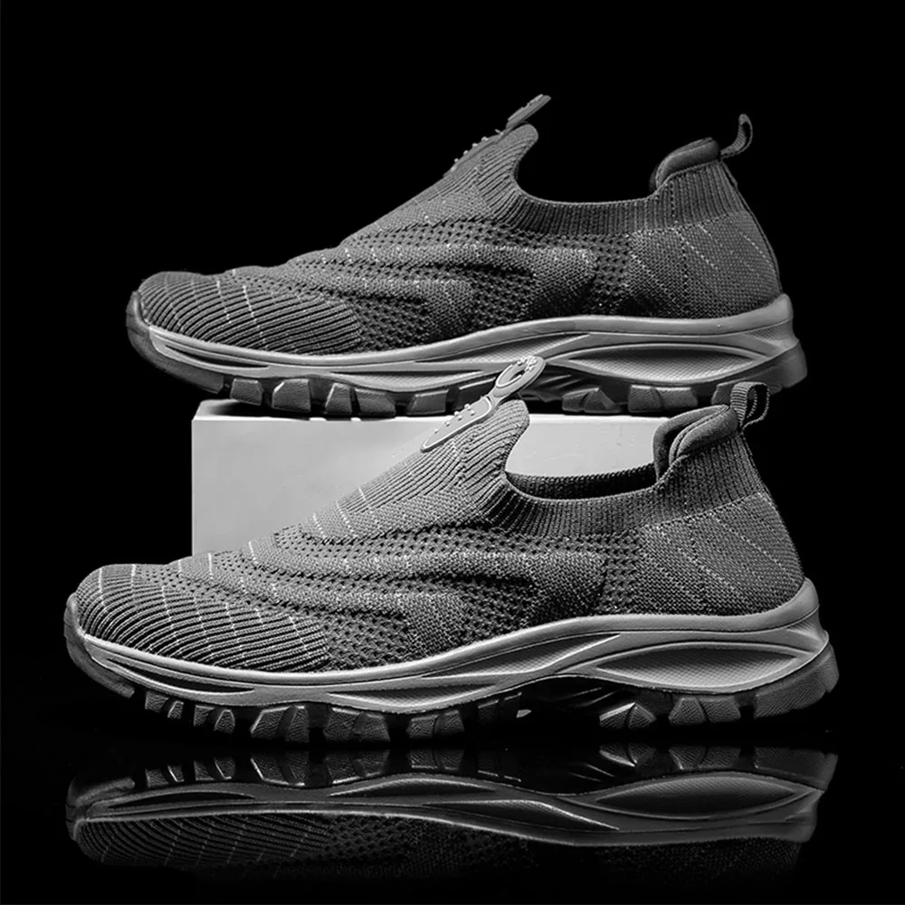 

Мужские повседневные сетчатые туфли, дышащие удобные туфли на плоской подошве, легкие слипоны, вязаные Лоферы высокого качества для мужчин