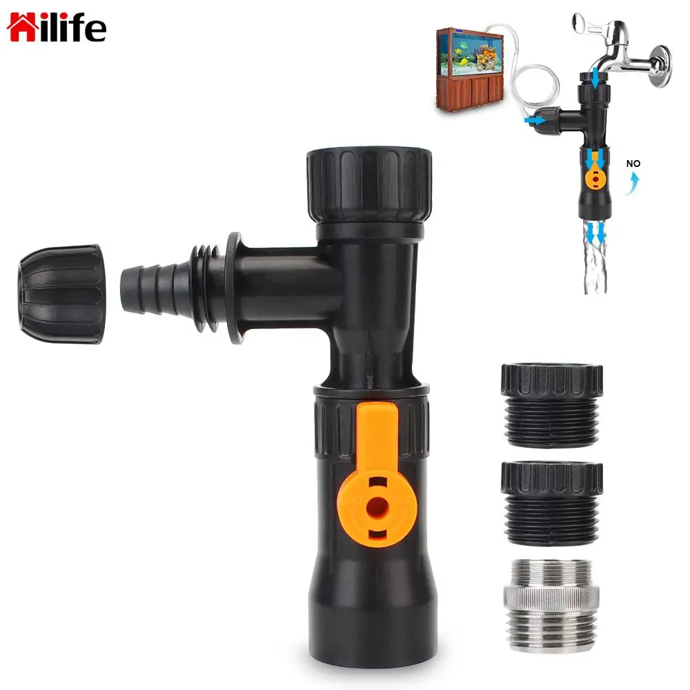 

Practical Water Changer Pump 3-Way Faucet Type Faucet Water Changer Splitter Watering Connector Fish Tank Cleaning