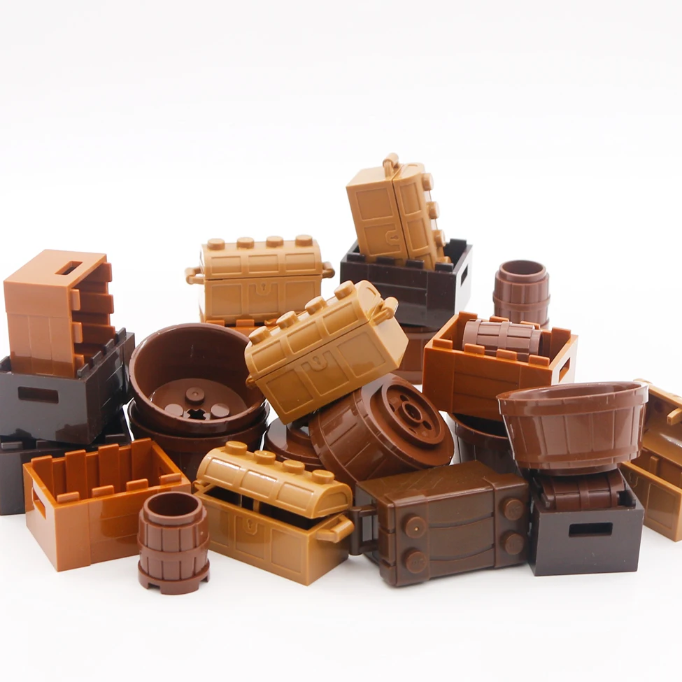 Строительные блоки, аксессуары, ящик для еды корзина для овощей и фруктов, сундук с сокровищами, маленькие кубики, детали игрушек, подарок