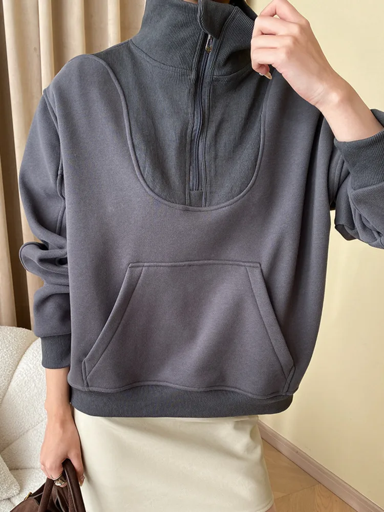 Женская толстовка с капюшоном Повседневная Свободная плюшевая на молнии