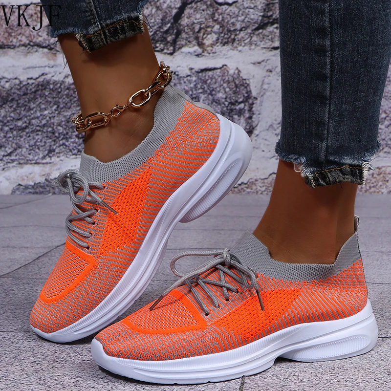 

Fashion Women Shoes 2021 Autumn Casual Platform Sneakers Breathable Non-slip Lacing Shoes Vulcanized Shoes Large Size 35~43