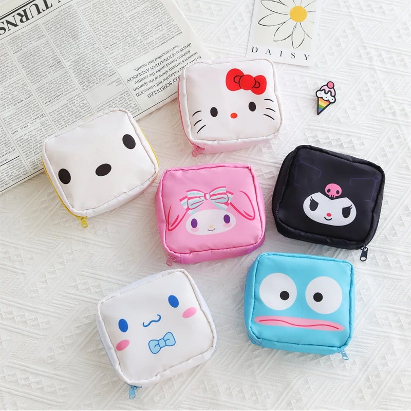 

Hello Kittys Storage Bag Anime Sanrio Kuromi My Melody Kawaii Women Travel Sanitary Napkin Organizer Toy Girls Christmas Gifts