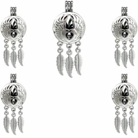 10pcs heart wings dreamcatcher pearl cage locket aromatherapy diffuser charms pendant for gift necklace keychain jewelry making