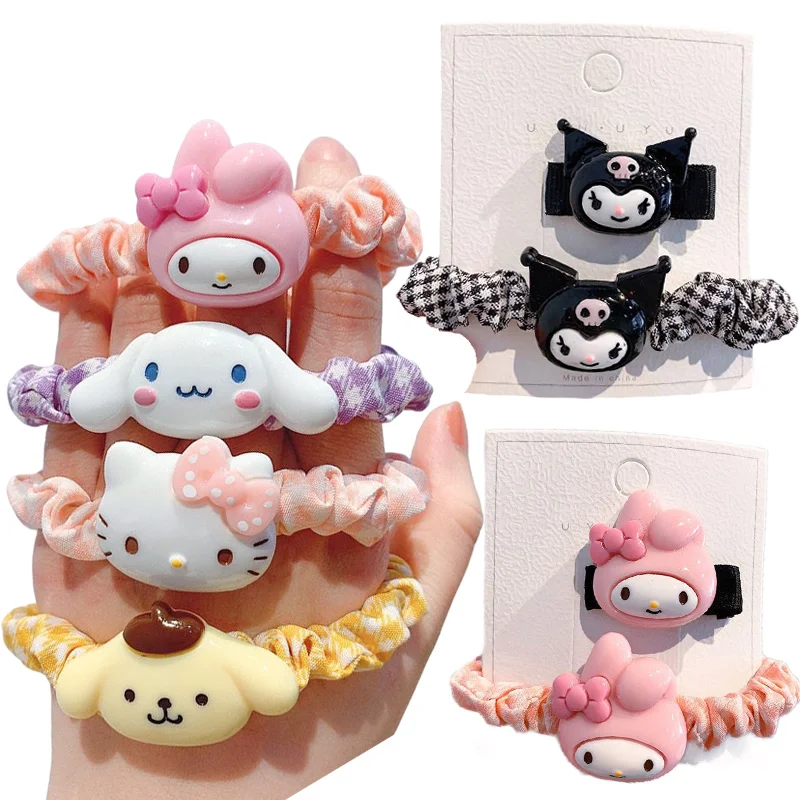 

Hello Kitty Sanrio Kawaii Hair Rope Cartoon Plushie Hairpin Hair Clip Head Rope Cute Girl Hair Accessories Rubber Ban Plush Gift