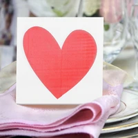 20 sheet wedding napkin paper disposable natural wood pulp 2 layer napkin paper red heart printed wedding party napkin paper