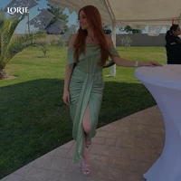 lorie mint green evening dresses off shoulder saudi arabia glitter celebrity gowns mermaid middle split bodycon party dress 2022