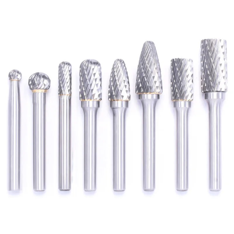 

Carbide rotary file 8pcs set tungsten steel grinding head metal mold stone carving wood root carving polishing milling cutter