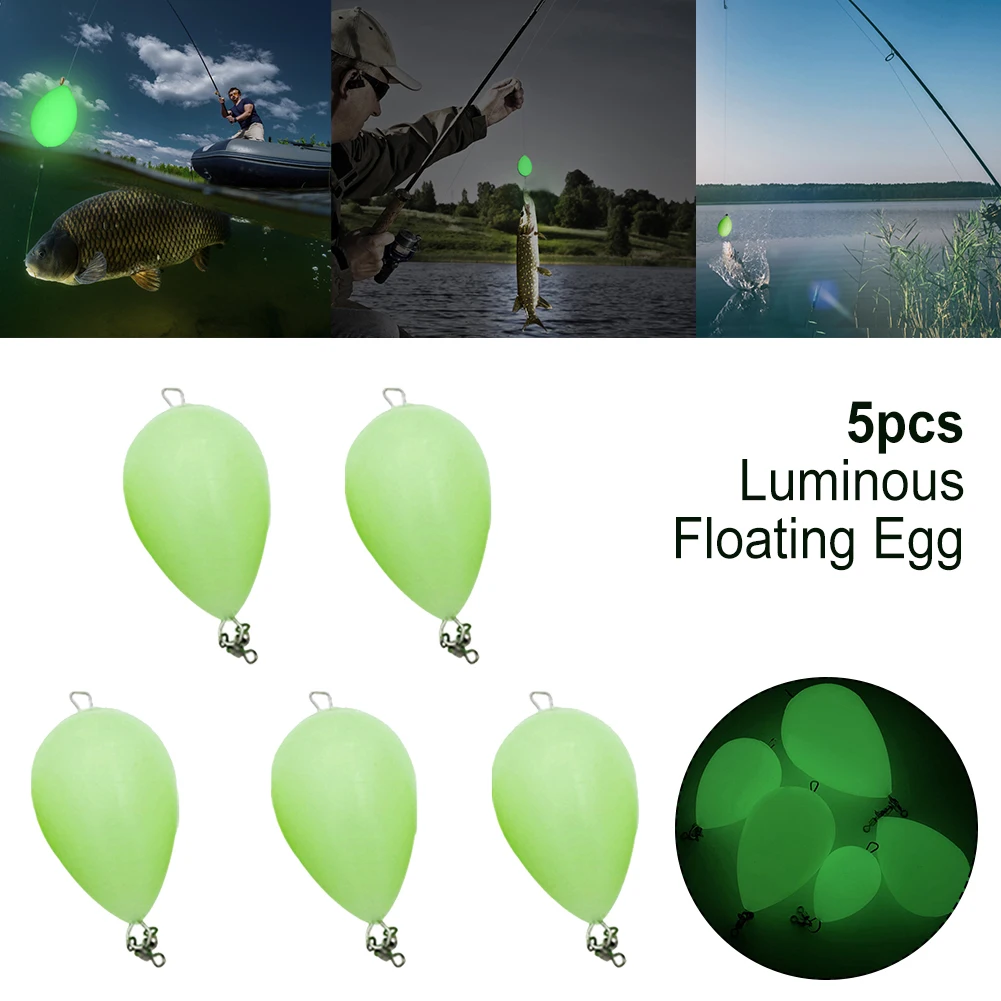 

5Pcs Night Fishing Luminous Egg Float Upward Bobber Float Fishing Float Help Thrower Long-distance Casting Bait Accessories