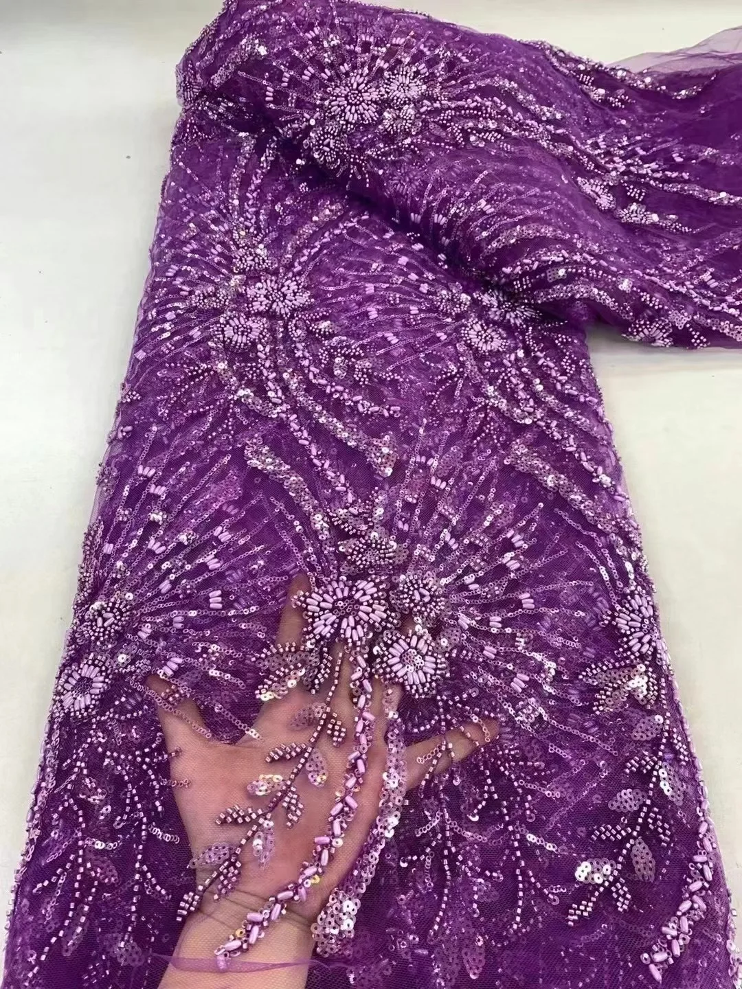 Белая африканская французская сетчатая кружевная ткань с блестками свадебная 2024