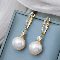 2022 new women luxury crystal peral earrings korean fashion dating earrings party girls temperament jewelry accessories