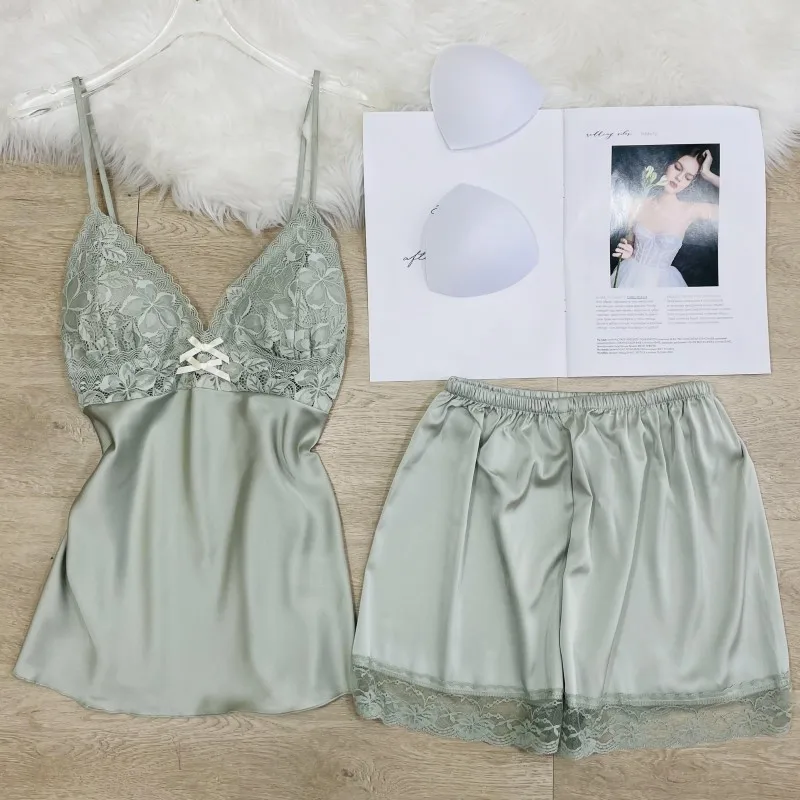 Женская пижама с V-образным вырезом жилет и шорты |