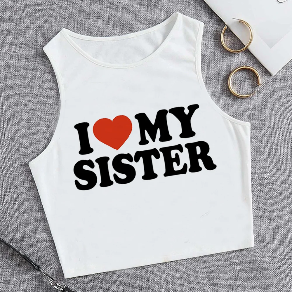 

Женский укороченный топ I Love My Sister, Винтажная футболка в стиле хиппи, Интернет-магазин y2k