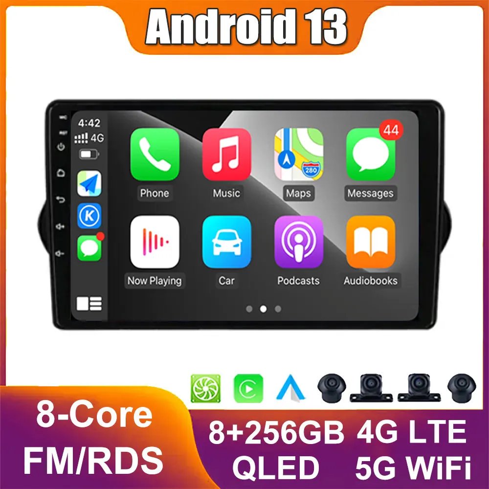 

Автомобильный мультимедийный плеер, стерео-проигрыватель на Android 13, с диагональю 10 дюймов, для Fiat Tipo Egea, Dodge Neon, 2015-2018, Carplay