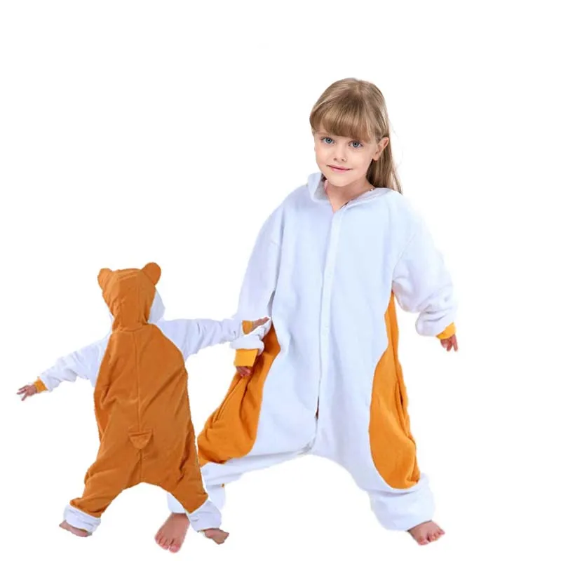 Kids Hamster Animal Onesies Women Cartoon Halloween Cosplay Costume One-Piece Pijamas Christmas Gift Sleepwear Raccoon KigurumI