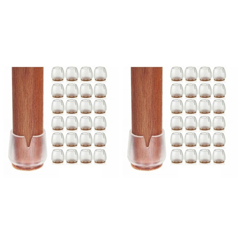 

Chair Leg Floor Protectors 48Pcs Transparent Clear Silicone Chair Leg Caps Furniture Sliders For Hardwood Floors