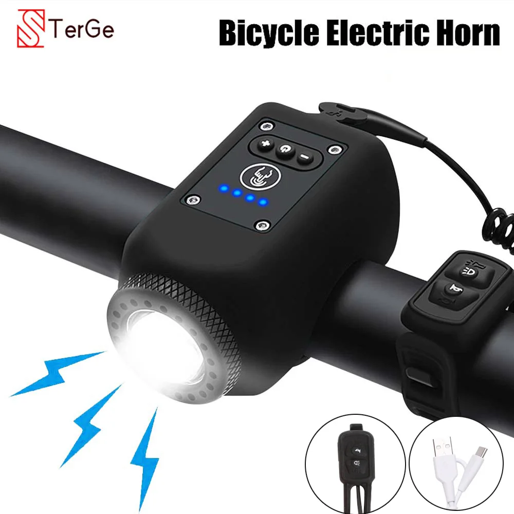 

LED Bicycle Light with Electric Horn MTB Mountain Bike Bell Headlight USB Rechargeable Road Cycling Front Lamp Bike Accessories