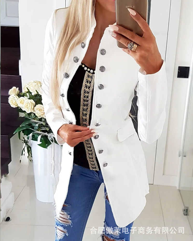 

Женская длинная двубортная куртка, повседневные пальто, весна-осень 2022