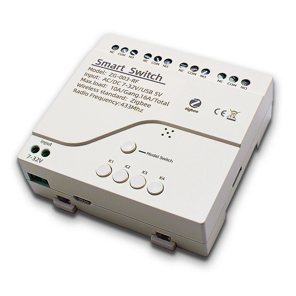 

4CH Zigbee Smart Light Switch Module DC 5/12/32V RF433 Receive 10A Relays Work with Alexa Assistant,Tuya Smart Life(A)