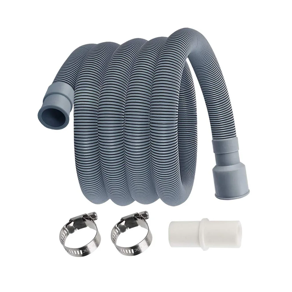 Corrugated Drain Hose Long Flexible Extension Waste Pipe Kit