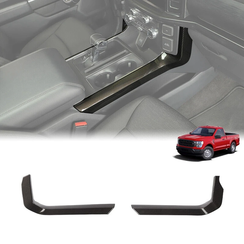 

2 Pcs Gear Shift Panel Trim Car Gear Shift Panel Accessories For Ford F150 2021 2022 ABS Carbon Fiber