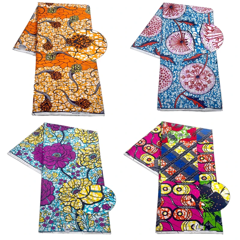 

2024 Newest 100% Cotton African Wax Fabric With Stones High Quality Wax Print Ankara Fabric For Sewing Women Party Dress