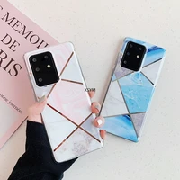 luxury electroplating splicing marble case for samsung s8 s9 s10 s20 case shockproof case samsungr marble box case
