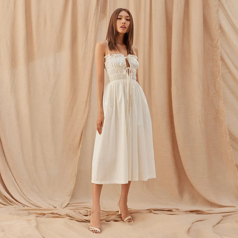 

Женское ажурное платье на бретельках, летнее Повседневное платье без рукавов с запахом и карманами, одежда для свадьбы, пляжа, отпуска Вечерние