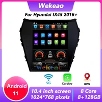 wekeao vertical screen tesla style 10 4 1 din android 11 car radio gps navigation for hyundai ix45 santa fe car dvd player 4g