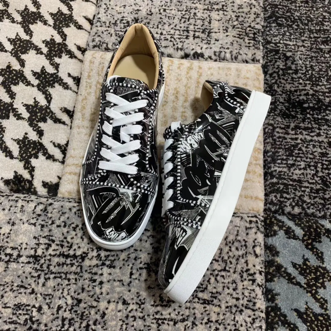 

Luxury Shoes Men's Shoes Red Sole Shoes Leather Low Top Rivet Men's Shoes Casual Shoes Couple Shoes Casual Sports Shoes34-48