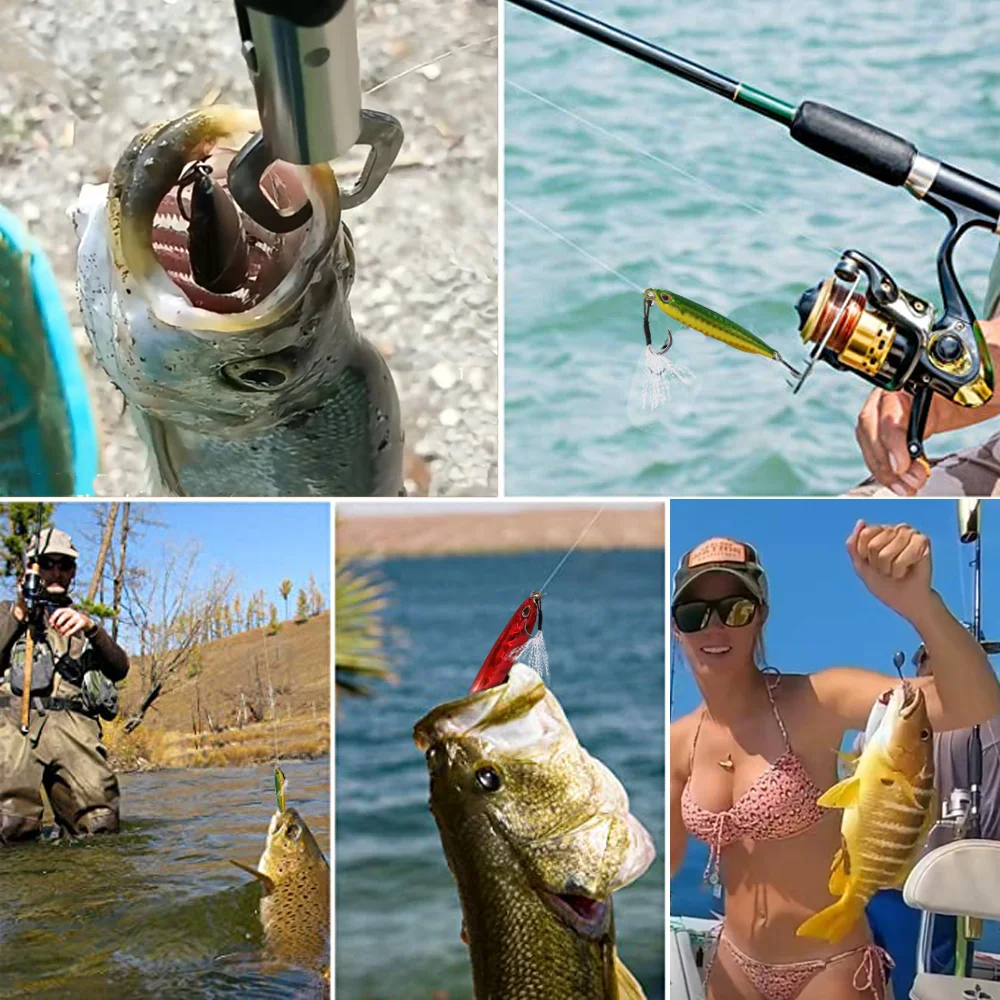 Metal Lures Jig Spoon Cast 3D Eye Fish Hook Artificial Bait Minnow Pencil Lure Luminous Swimbait Holographic River Ocean Fishing